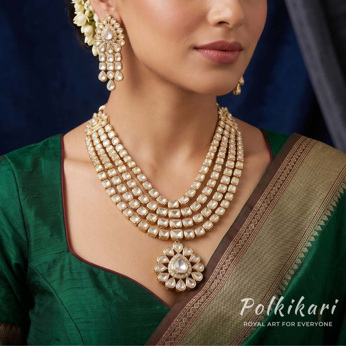 Surya Kiran Lab Grown Polki Necklace Set