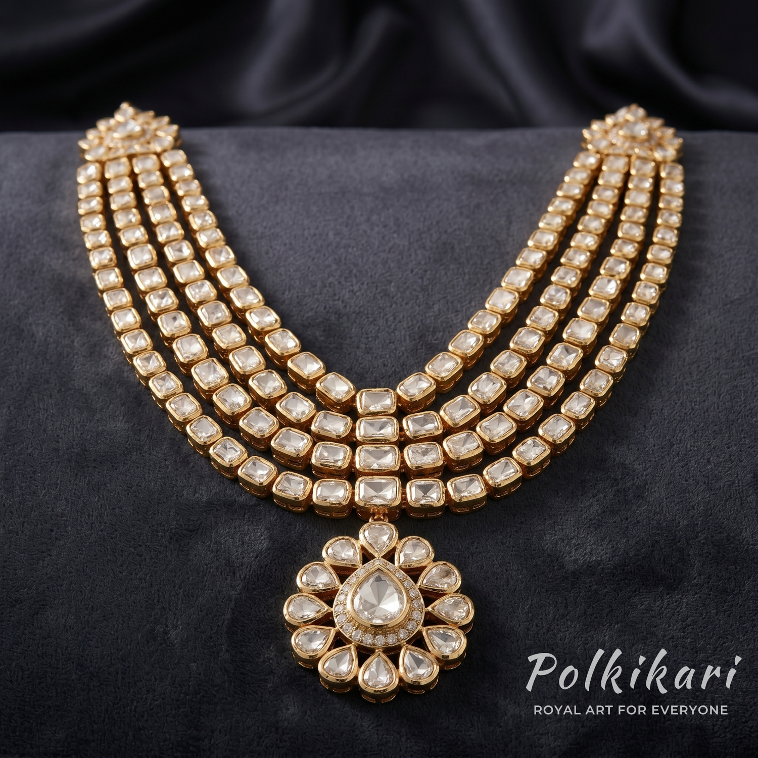 Surya Kiran Lab Grown Polki Necklace Set