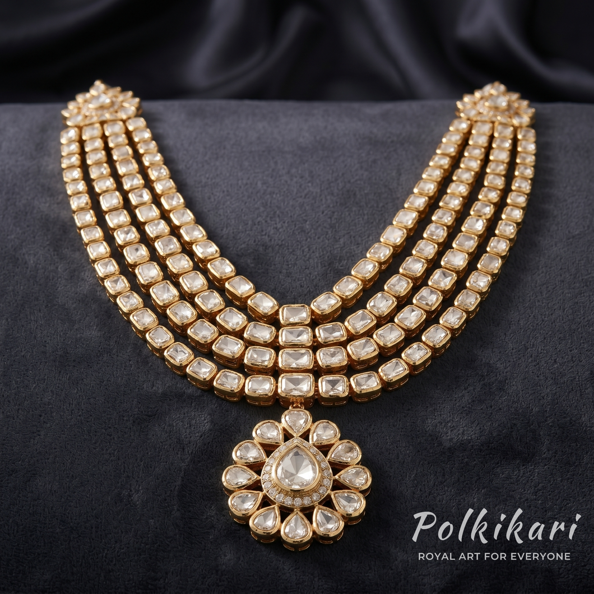 Surya Kiran Lab Grown Polki Necklace Set
