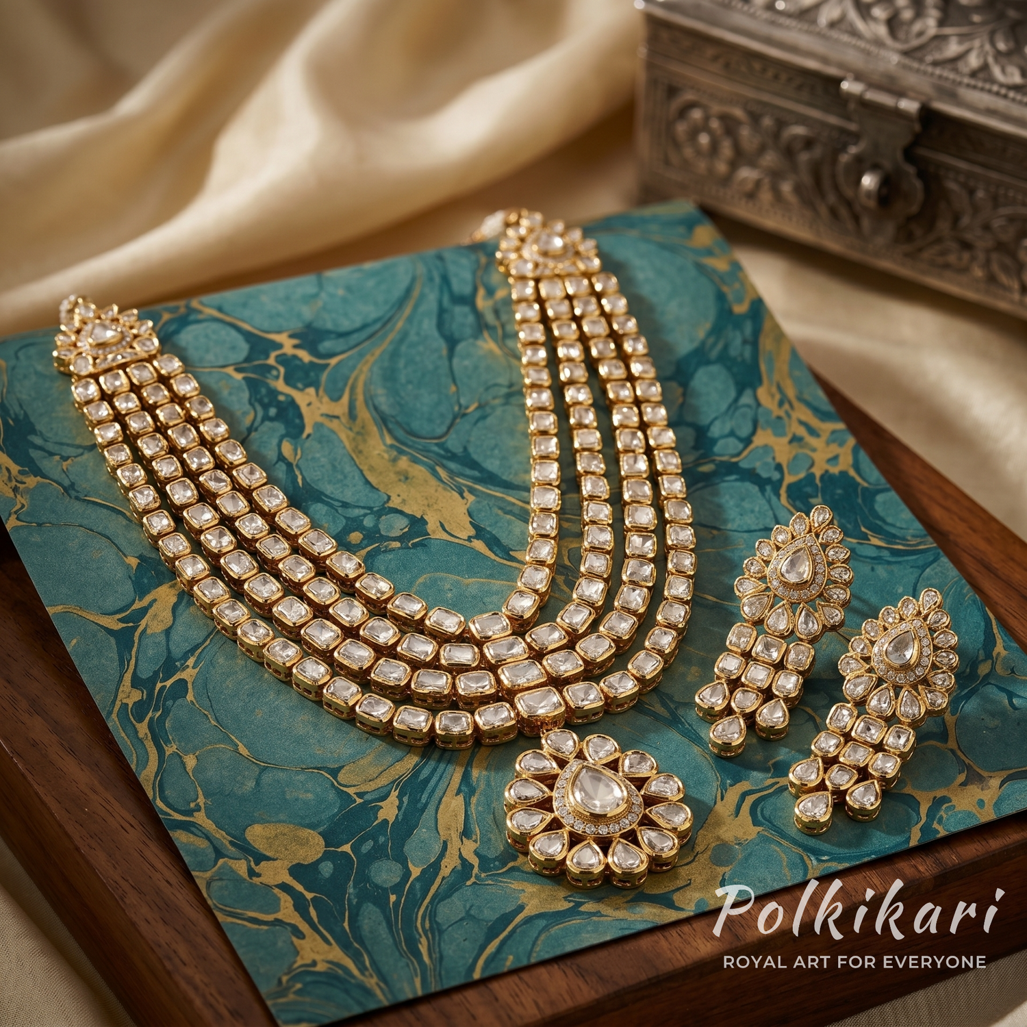 Surya Kiran Lab Grown Polki Necklace Set