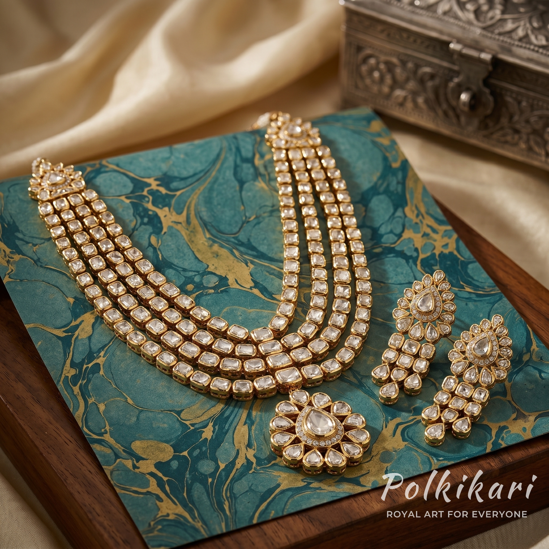 Surya Kiran Lab Grown Polki Necklace Set