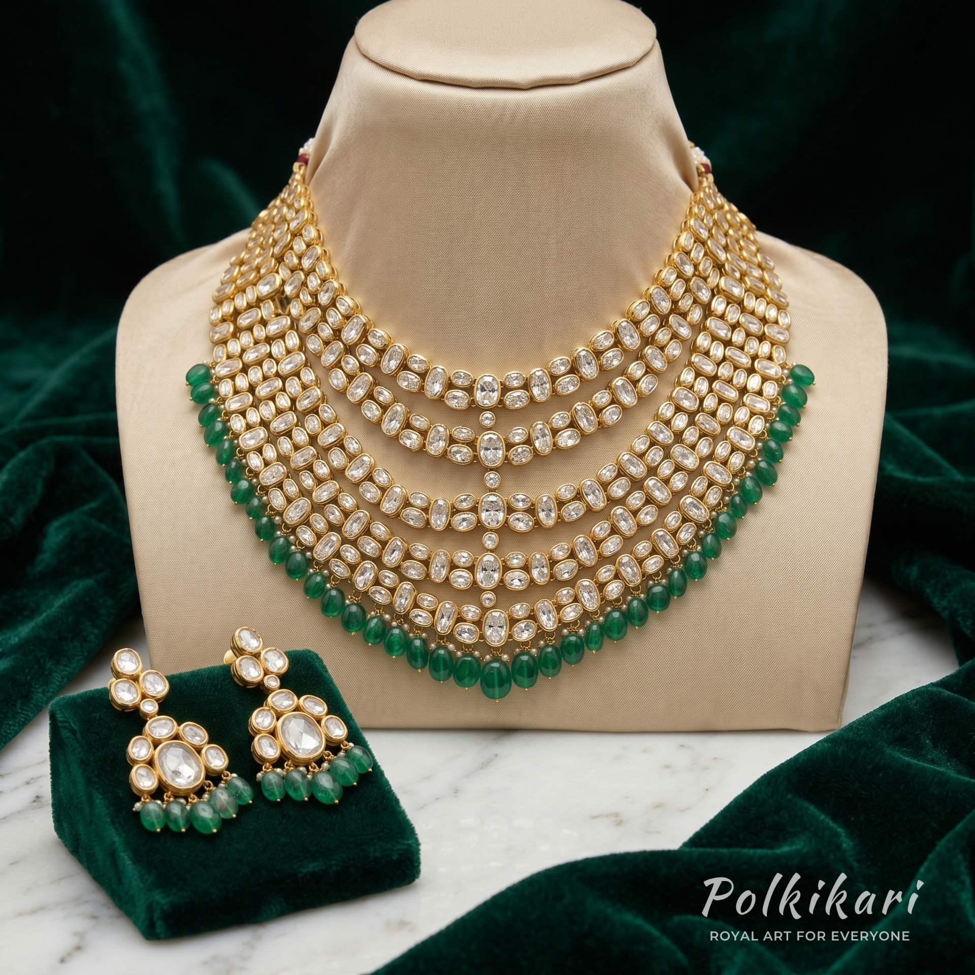 Ivy Veranda Lab Grown Polki Necklace Set
