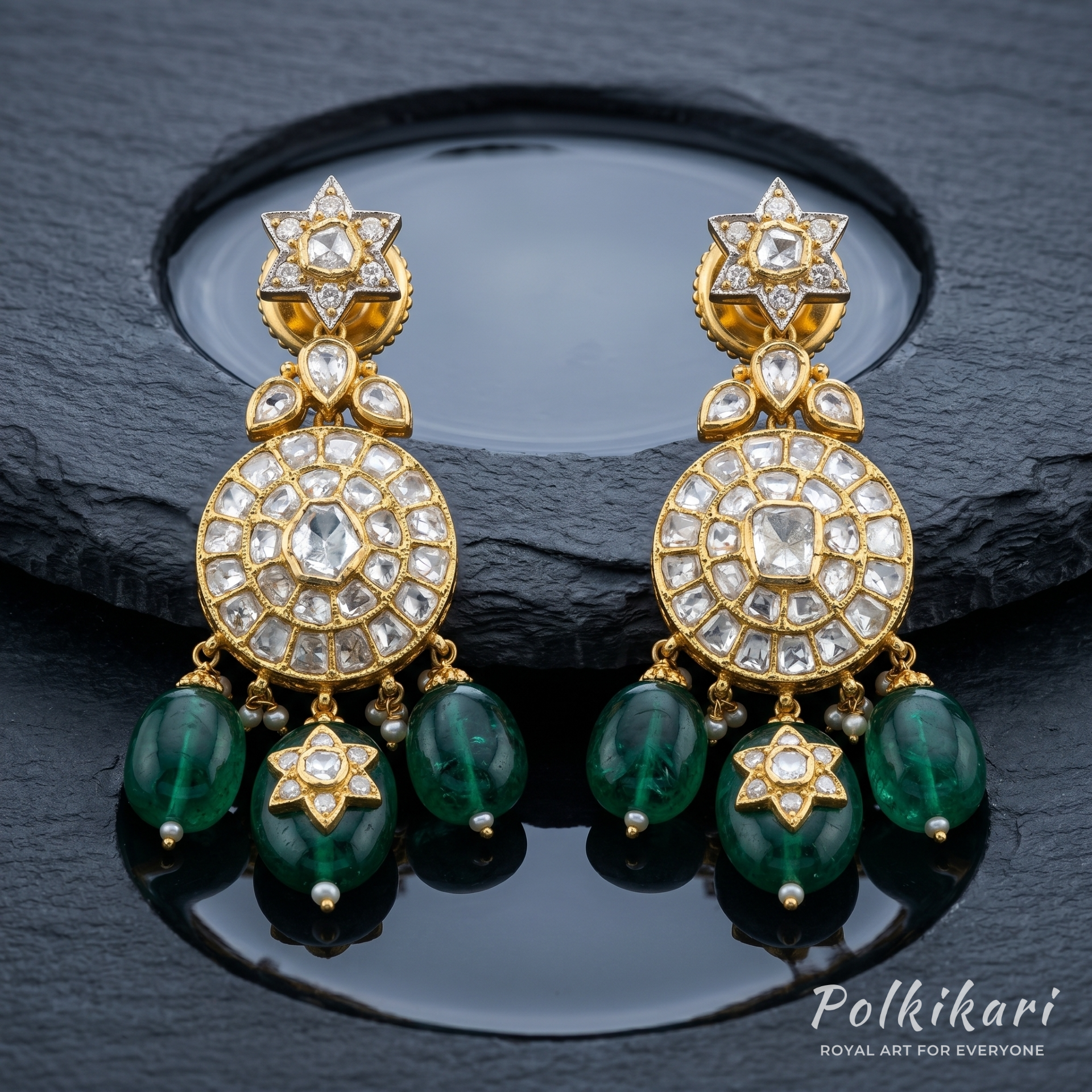 Astraea Medallion Lab Grown Polki Necklace Set