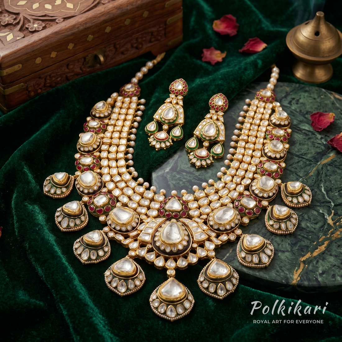 Gilded Arcade Lab Grown Polki Necklace Set
