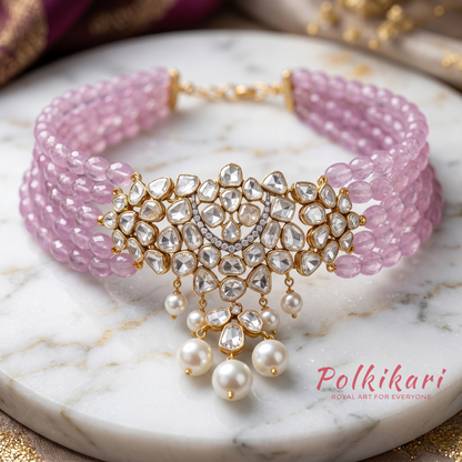 Lilac Moonrise Lab Grown Polki Necklace Set