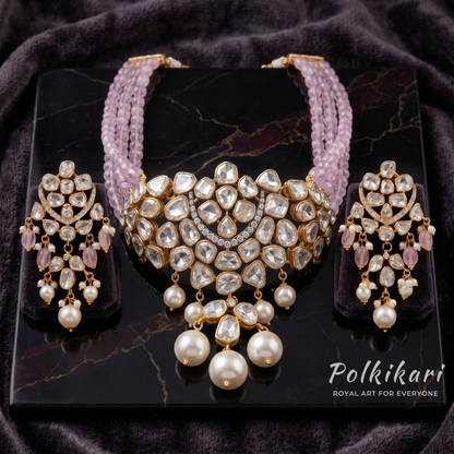 Lilac Moonrise Lab Grown Polki Necklace Set