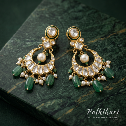Verdant Crescent Lab Grown Polki Necklace Set