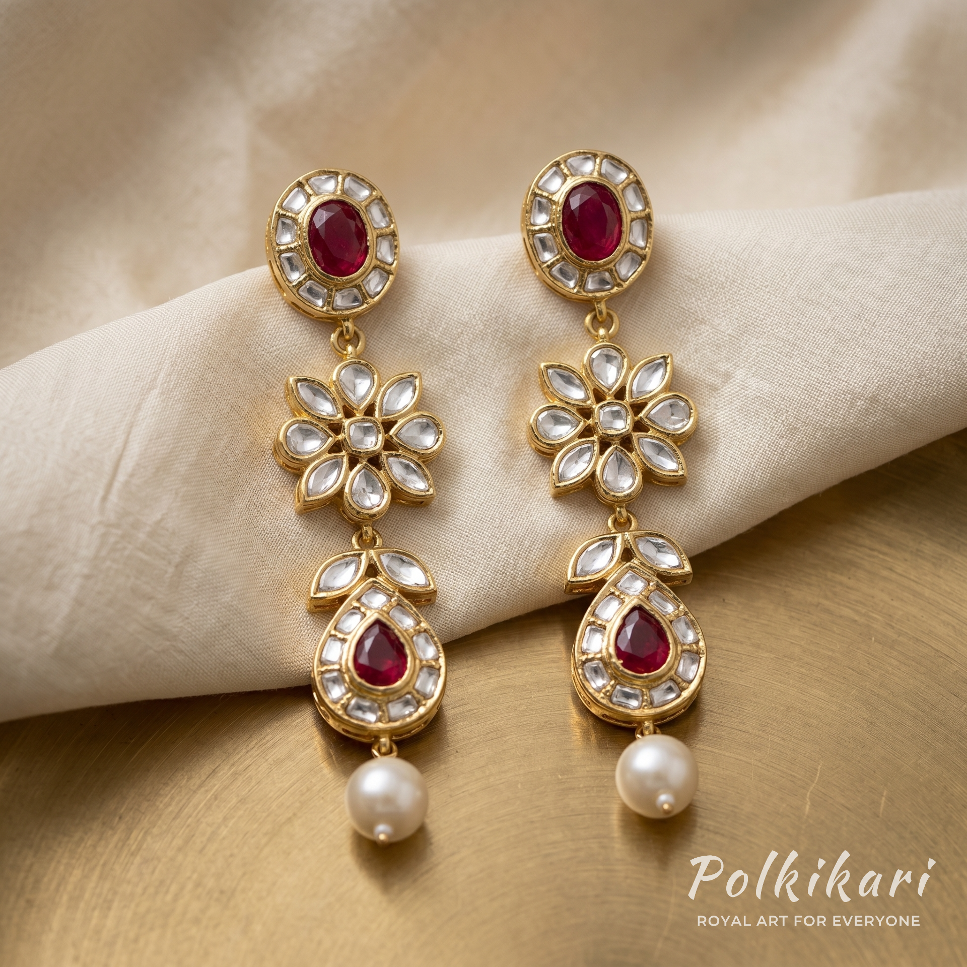 Regal Rubaiya Lab Grown Polki Necklace Set