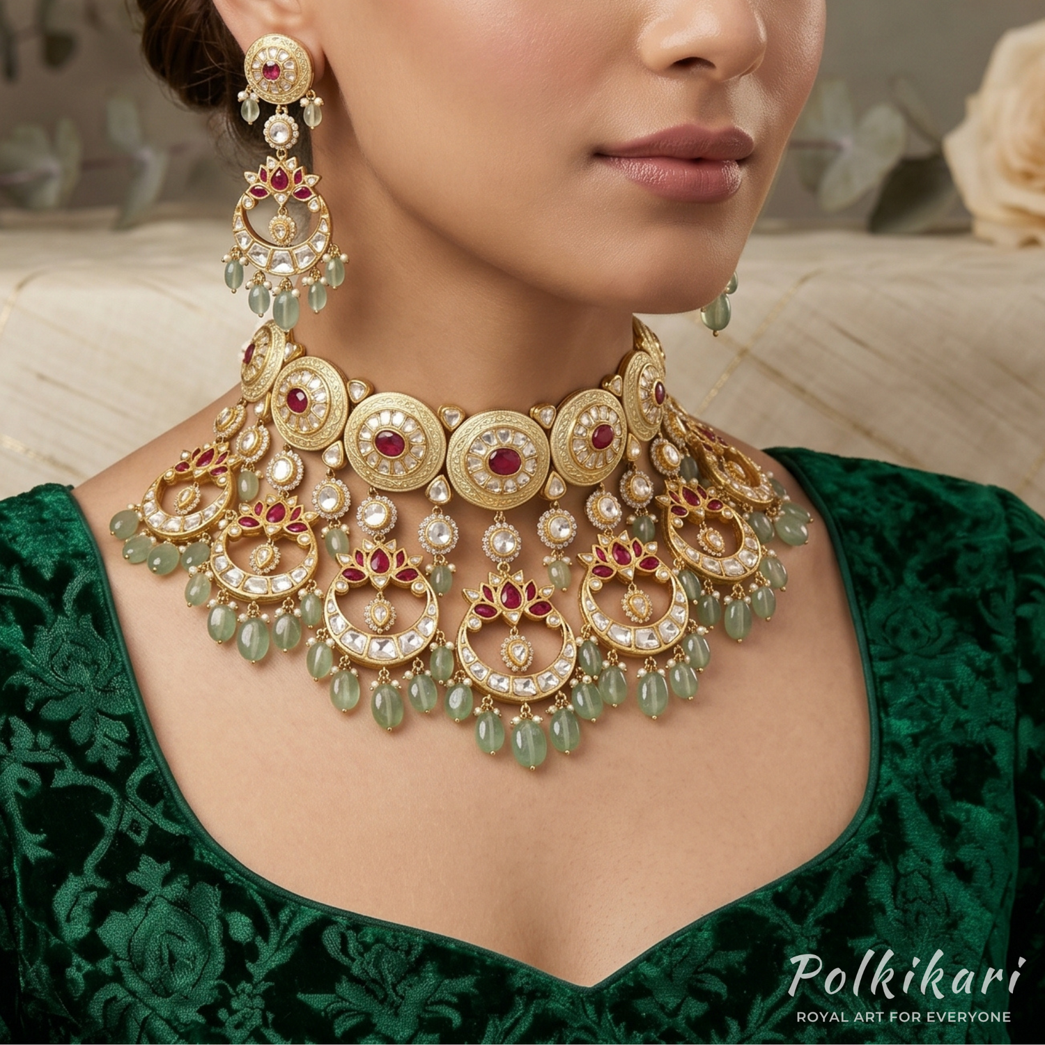 Celestial Circlet Lab Grown Polki Necklace Set