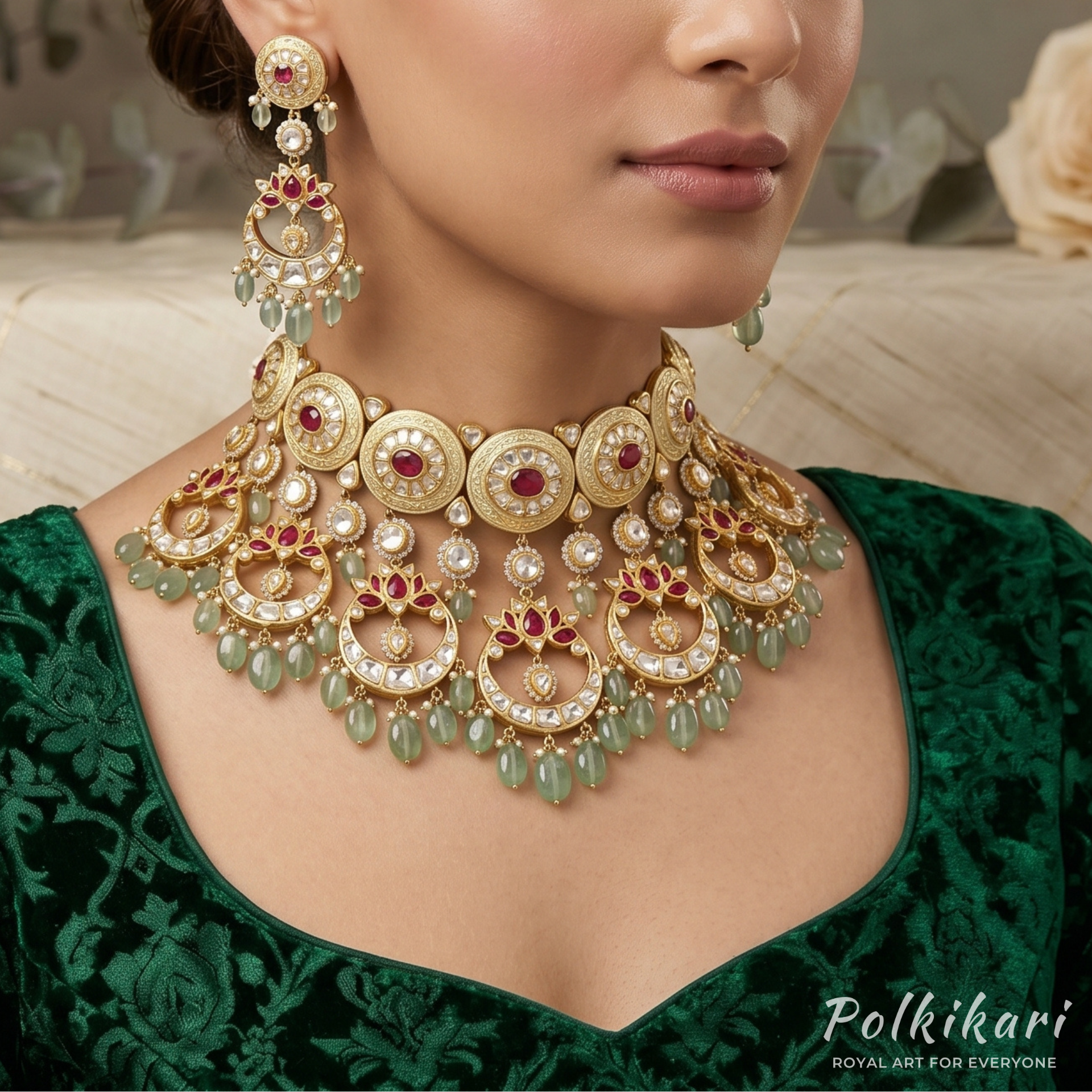 Celestial Circlet Lab Grown Polki Necklace Set