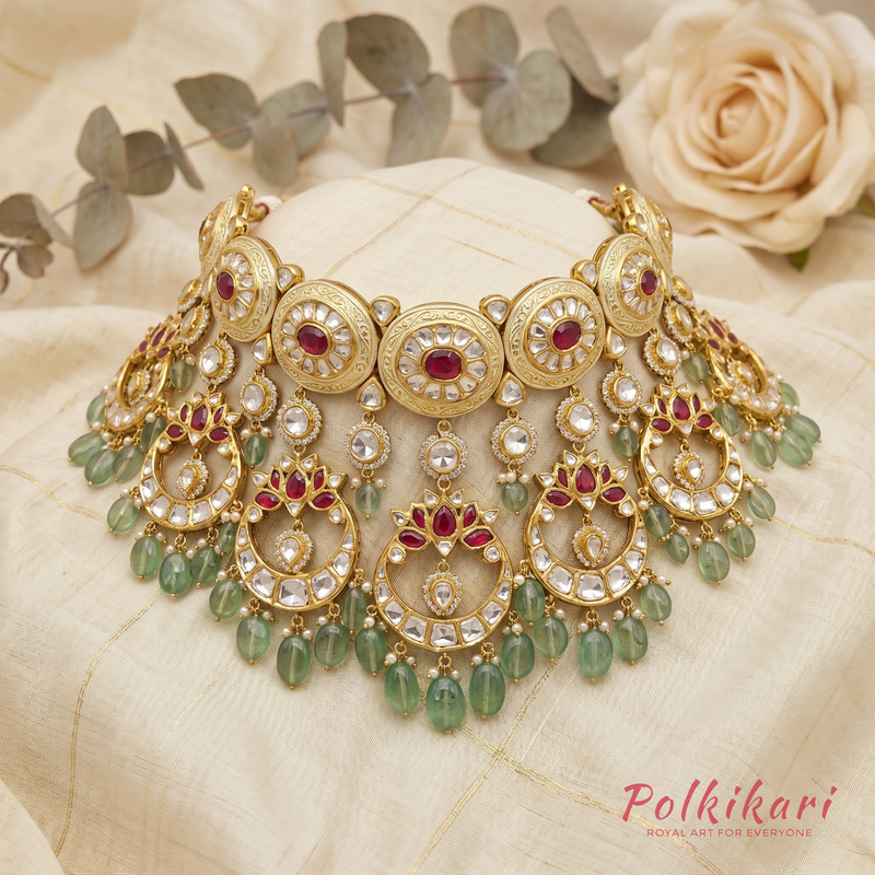 Celestial Circlet Lab Grown Polki Necklace Set