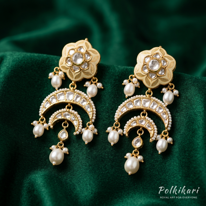 Lime-Enamel Lily Lab Grown Polki Necklace Set