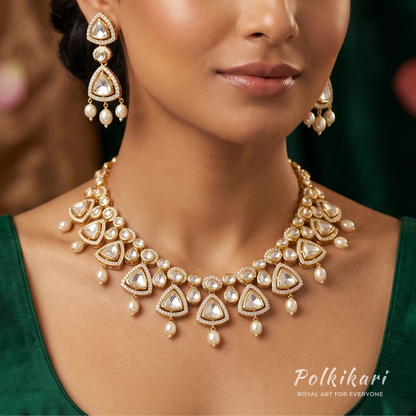 Ethereal Apex Lab Grown Polki Necklace Set