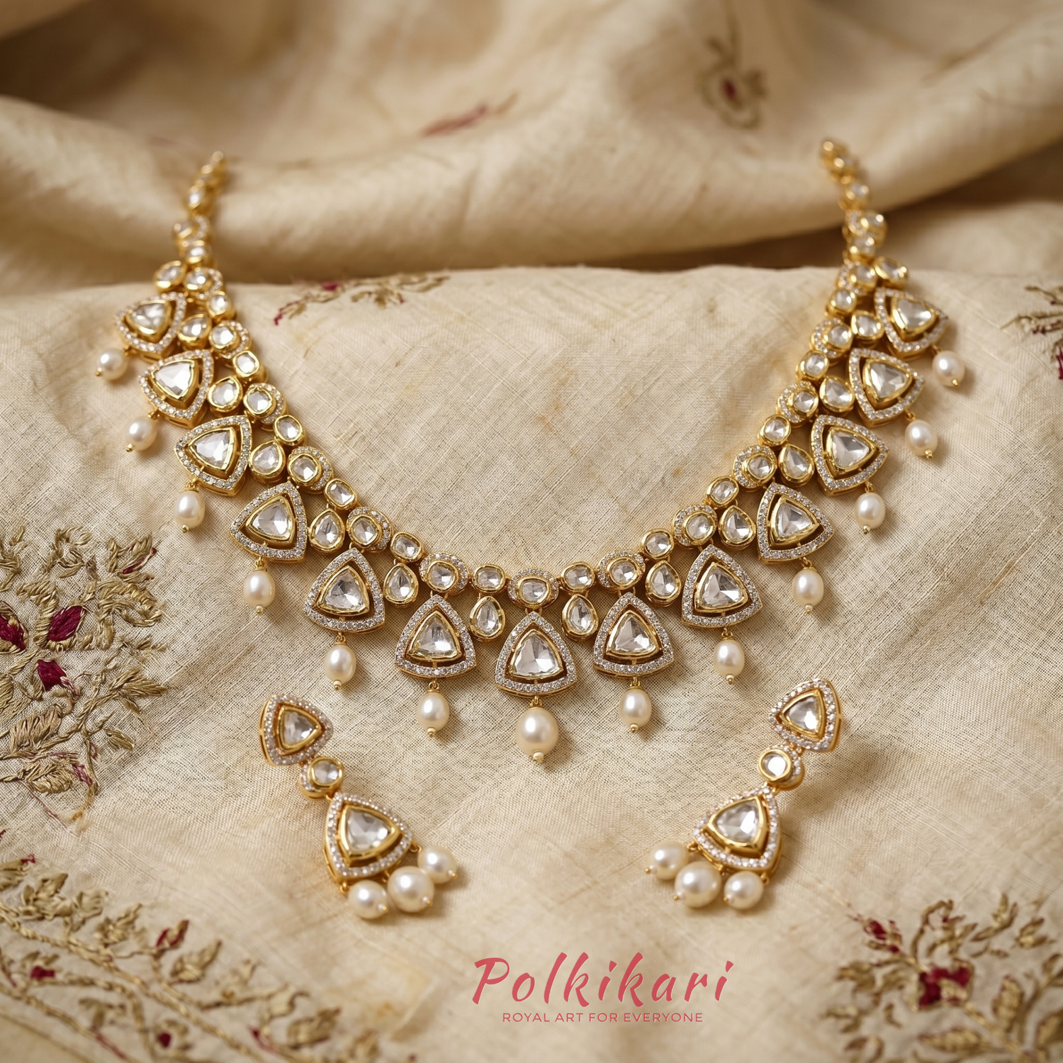 Ethereal Apex Lab Grown Polki Necklace Set
