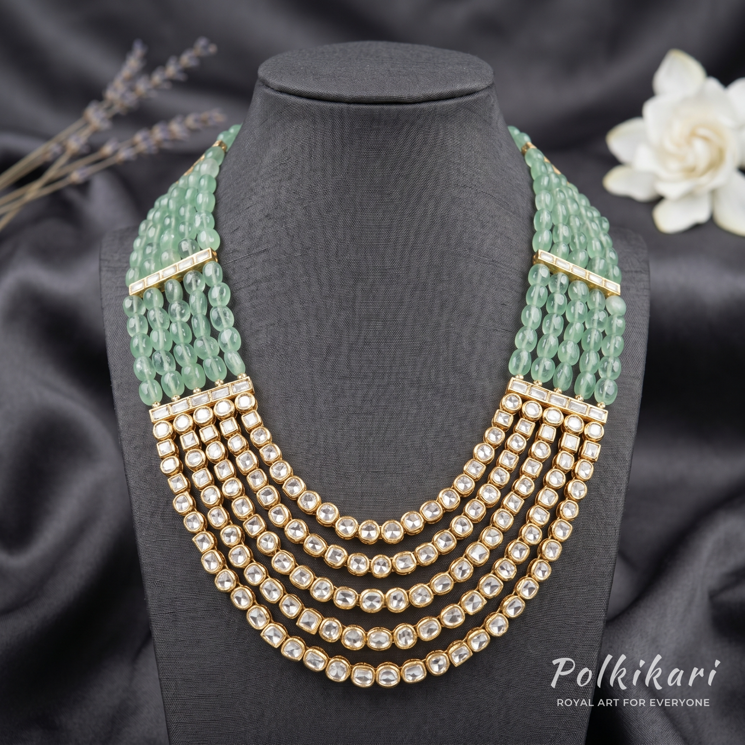 Minted Malhar Lab Grown Polki Necklace Set