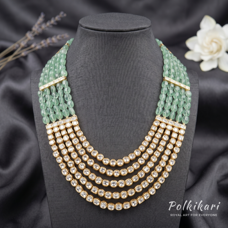 Minted Malhar Lab Grown Polki Necklace Set