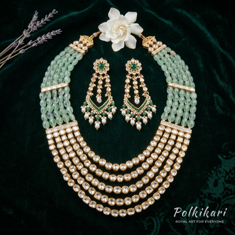 Minted Malhar Lab Grown Polki Necklace Set
