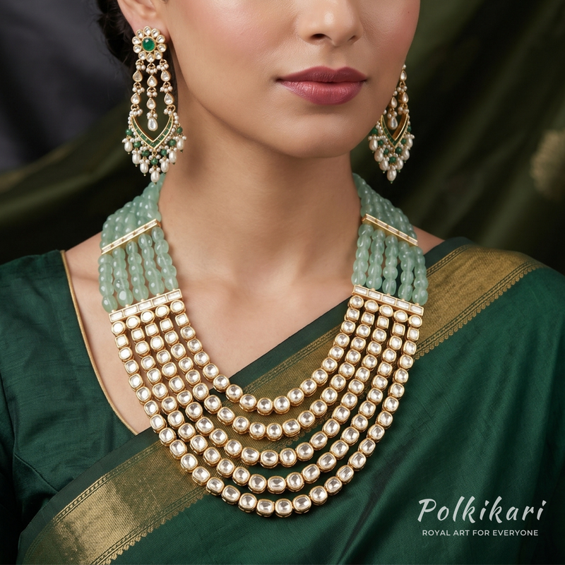 Minted Malhar Lab Grown Polki Necklace Set