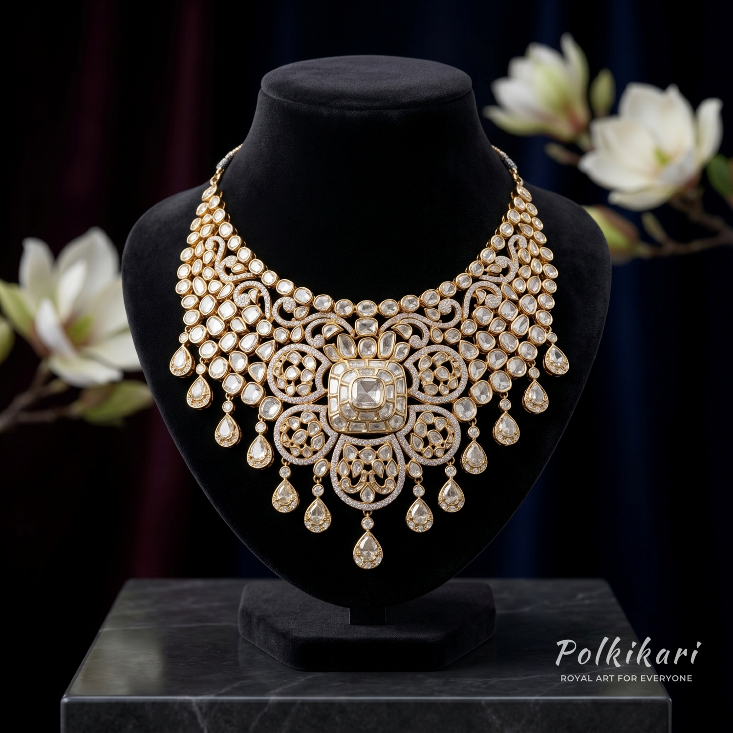Imperial Lace Heirloom Lab Grown Polki Necklace Set