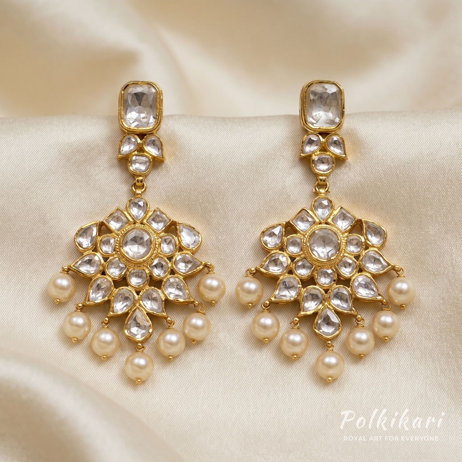 Ivory Halo Suite Lab Grown Polki Necklace Set