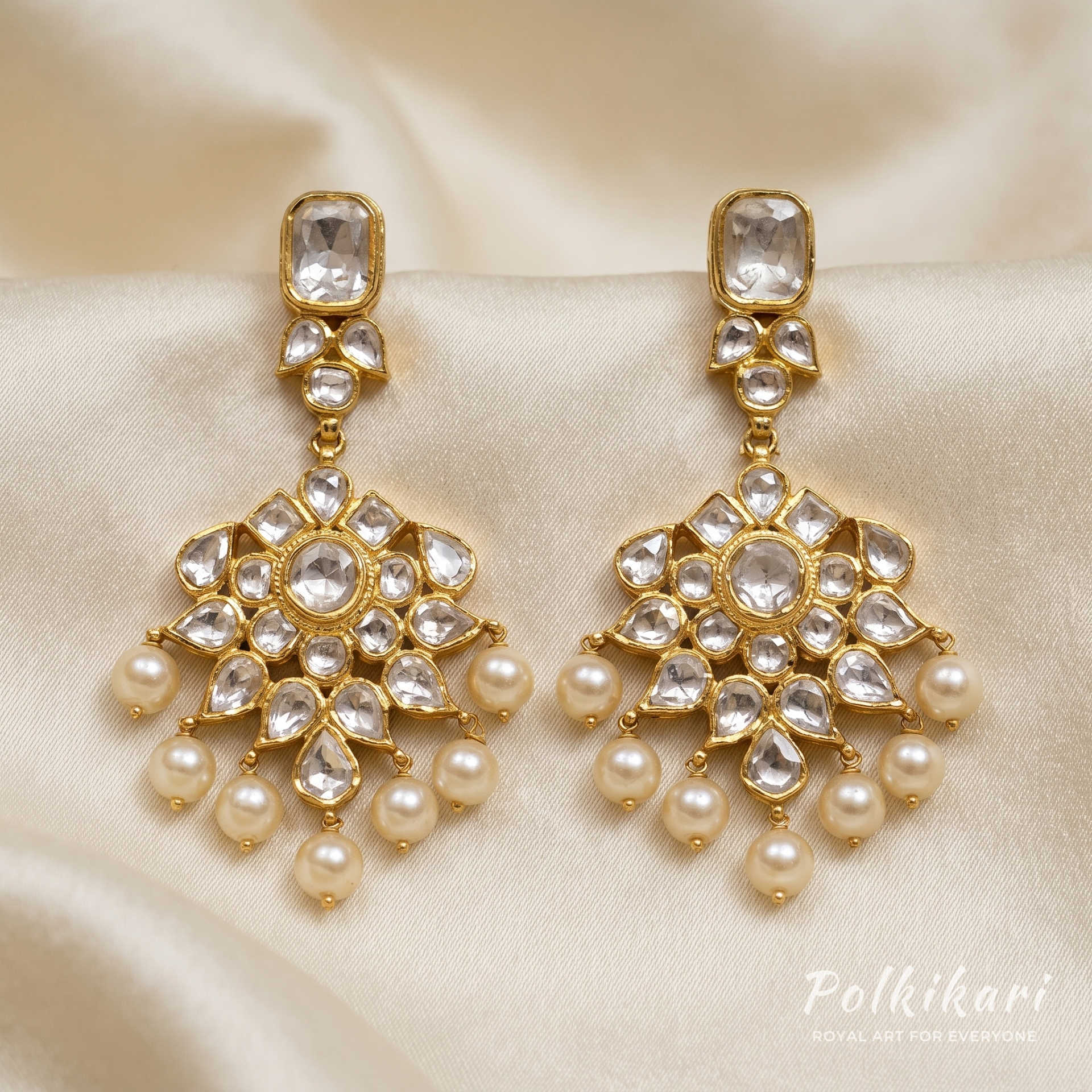 Ivory Halo Suite Lab Grown Polki Necklace Set