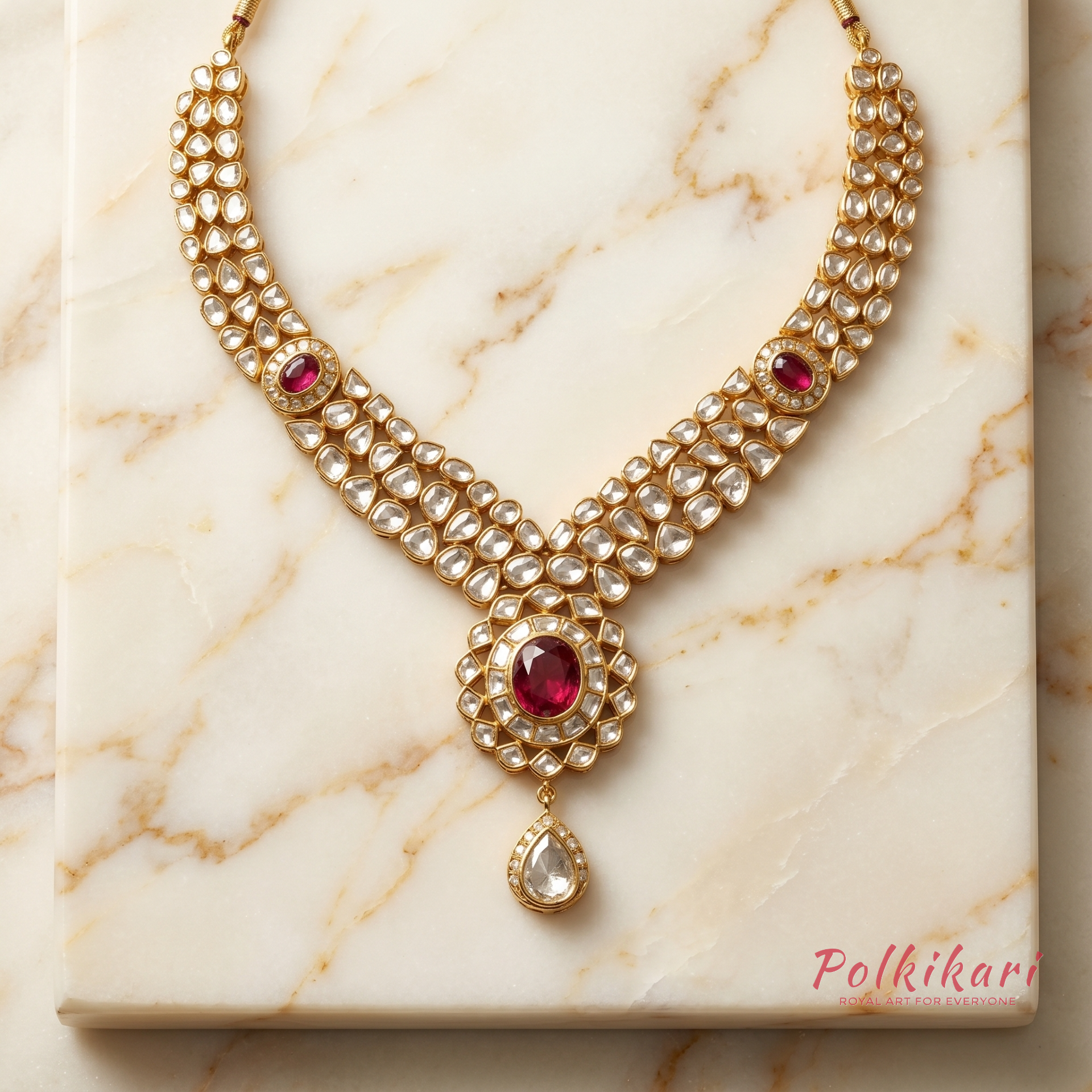 Iconic Aura Lab Grown Polki Necklace Set