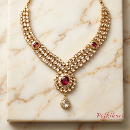 Iconic Aura Lab Grown Polki Necklace Set