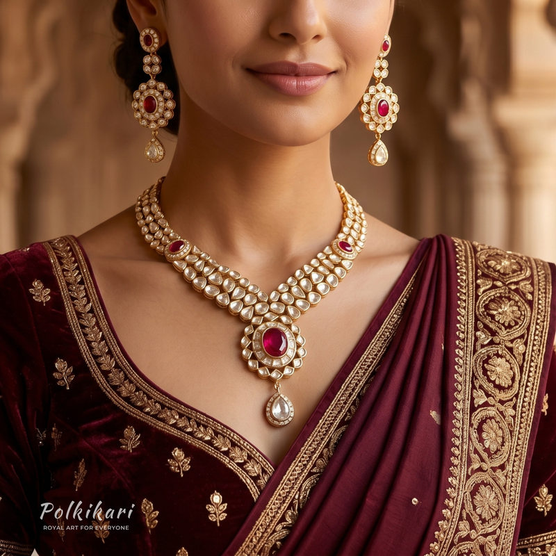 Iconic Aura Lab Grown Polki Necklace Set