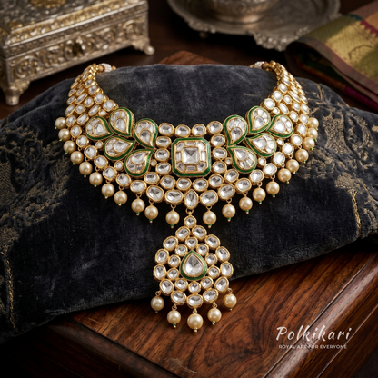 Forest Moonrise Lab Grown Polki Necklace Set