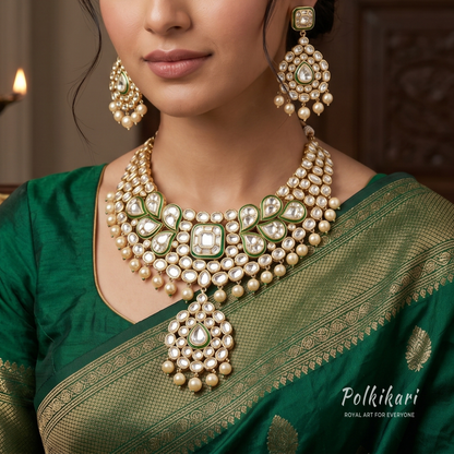 Forest Moonrise Lab Grown Polki Necklace Set