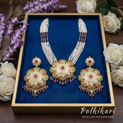 Heirloom Mosaic Lab Grown Polki Pendant Set