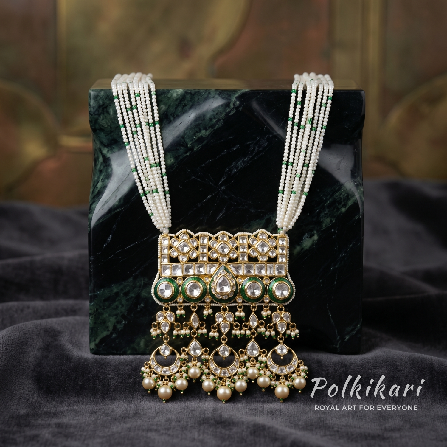 Portico Halo Lab Grown Polki Pendant Set