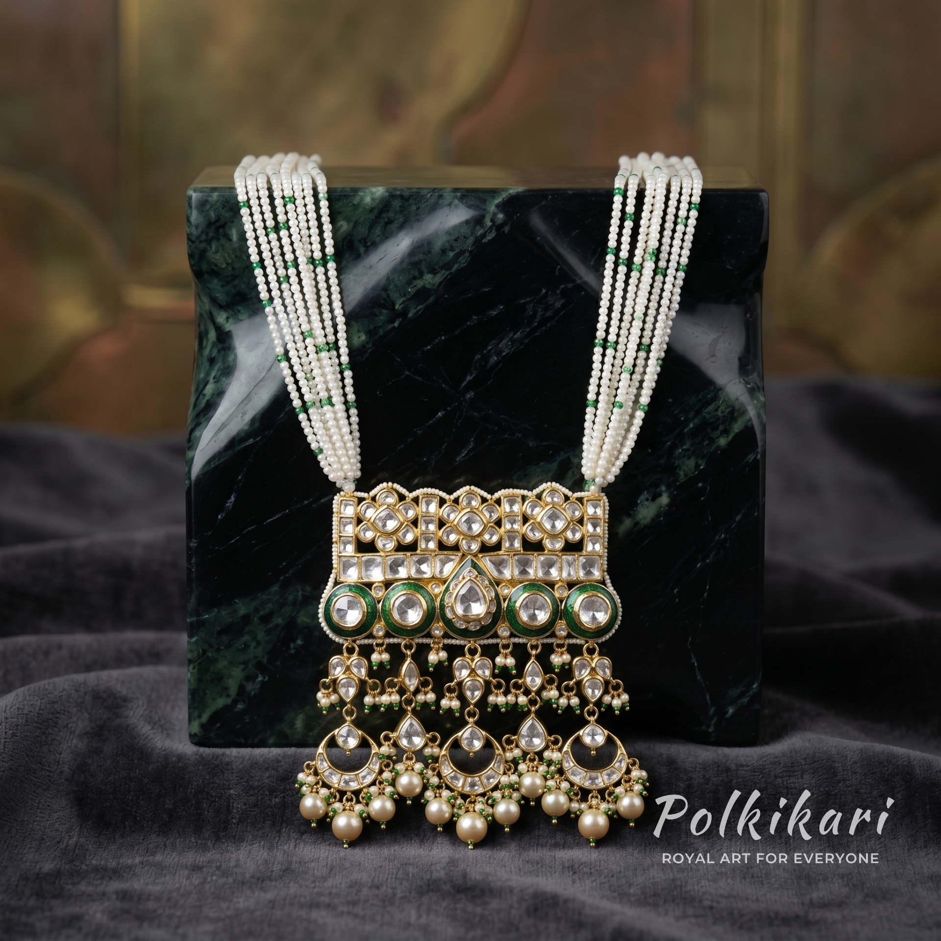 Portico Halo Lab Grown Polki Pendant Set