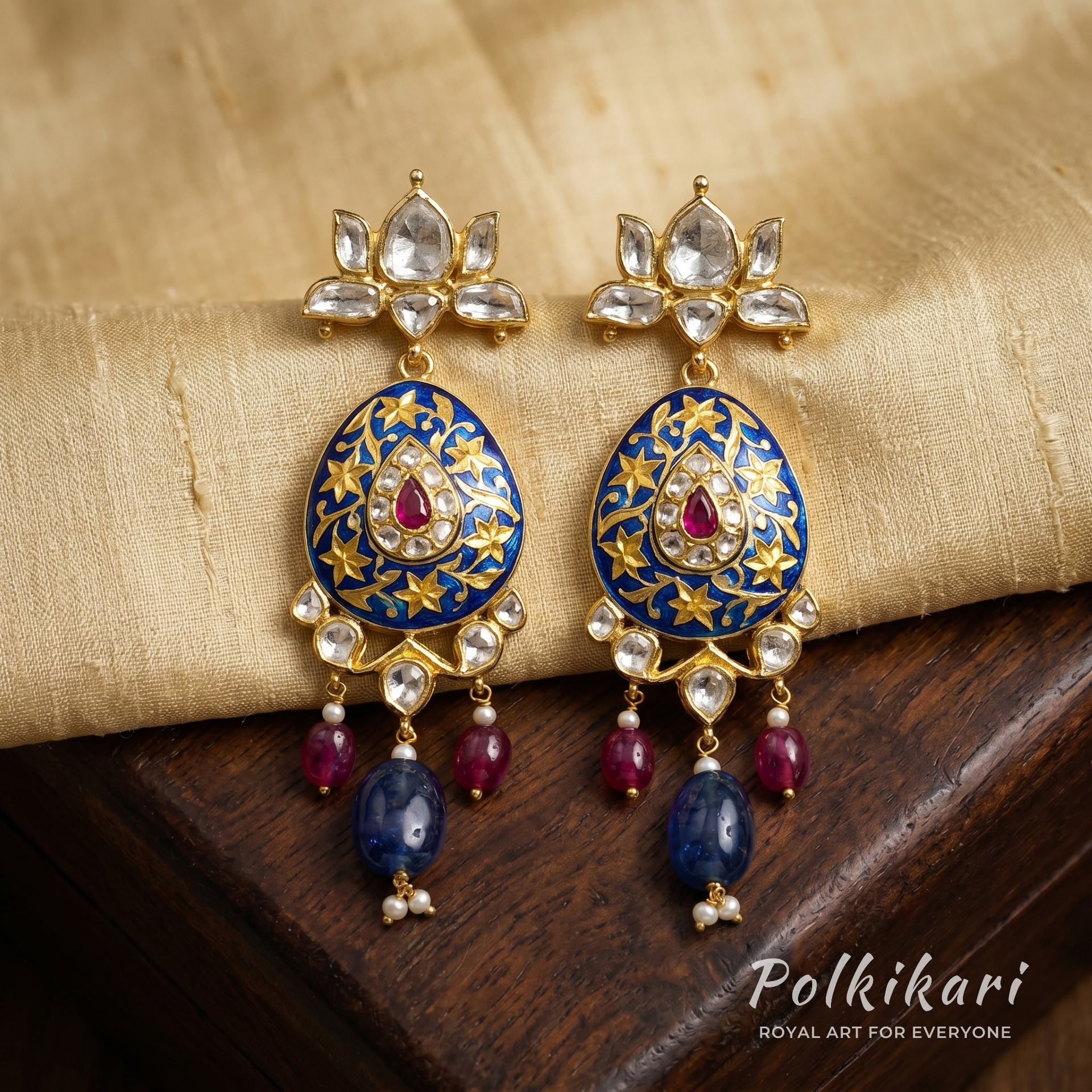 Vine Radiance Lab Grown Polki Pendant Set