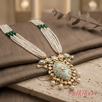 Minted Meadow Lab Grown Polki Pendant Set