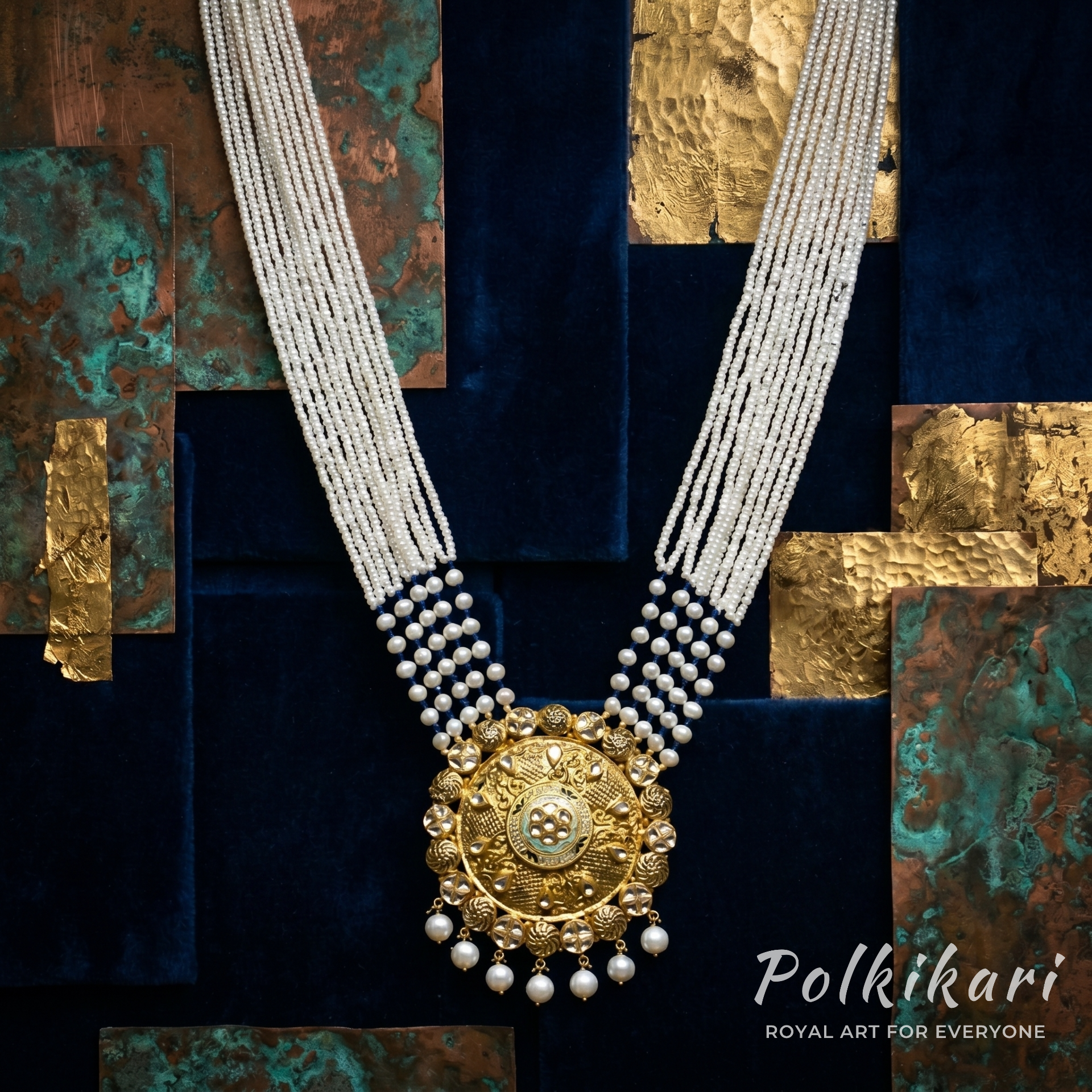 Laced Majesty Lab Grown Polki Pendant Set