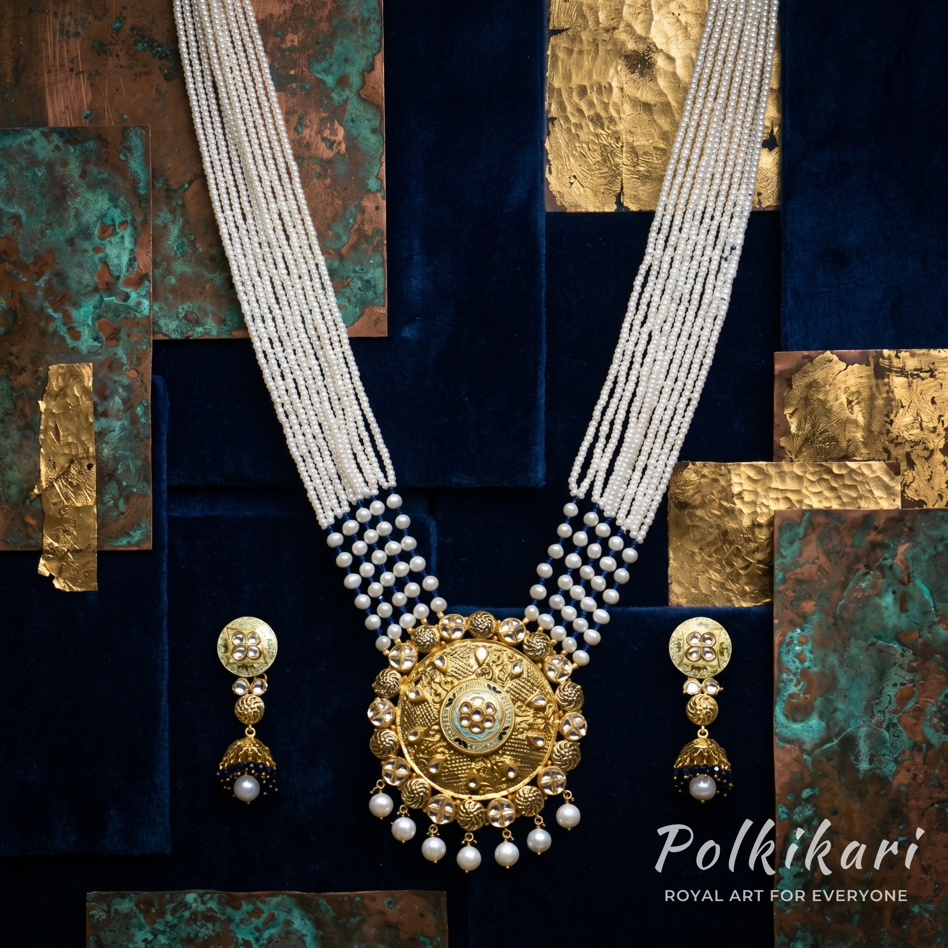 Laced Majesty Lab Grown Polki Pendant Set