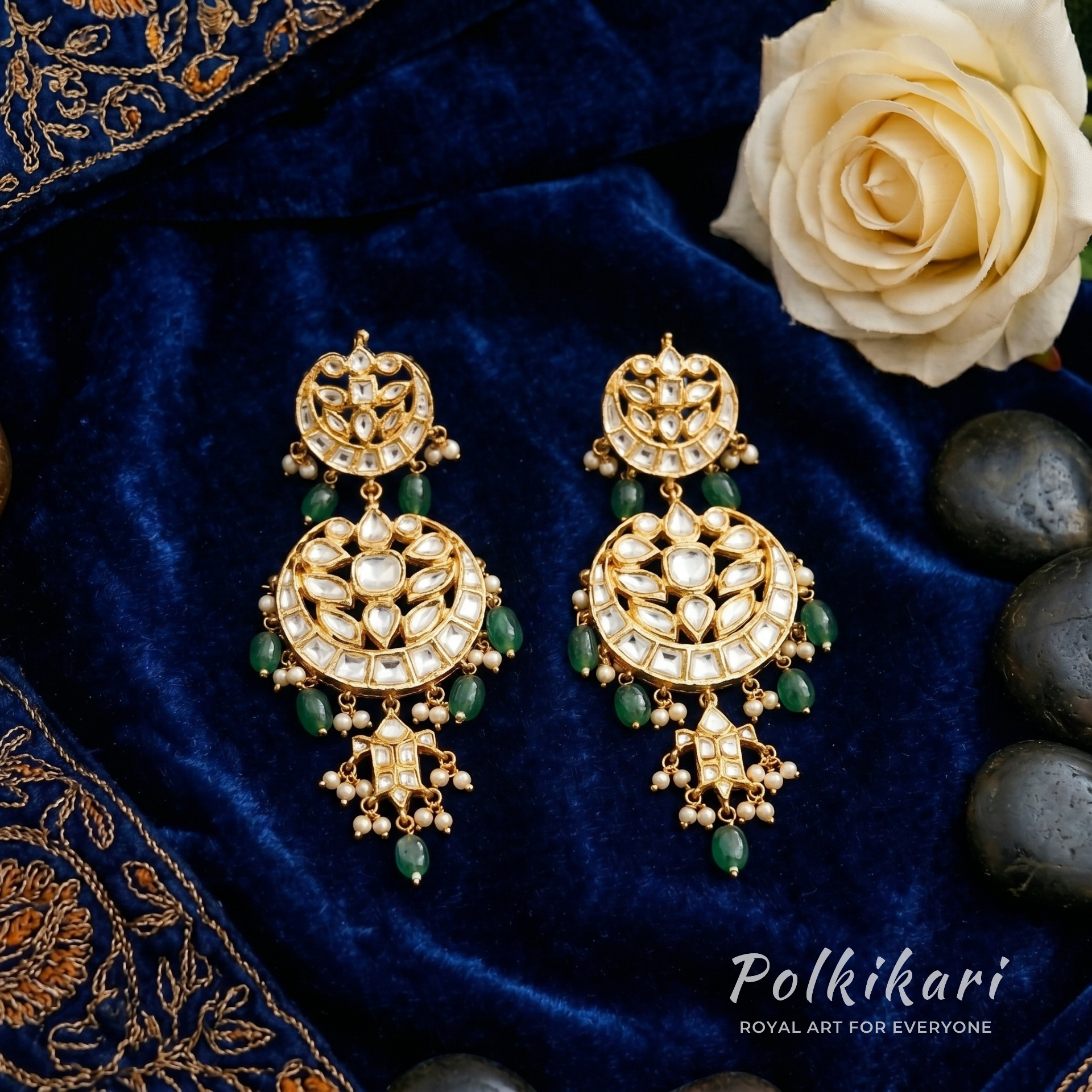 Velvet Forest Suite Lab Grown Polki Pendant Set