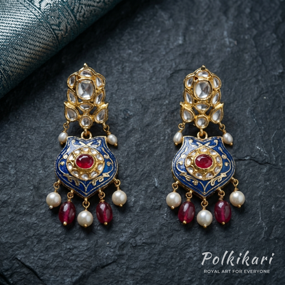 Nizam’s Crimson Drop Lab Grown Polki Pendant Set