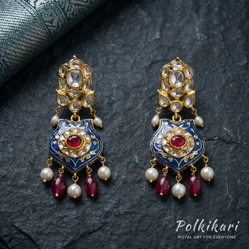 Nizam’s Crimson Drop Lab Grown Polki Pendant Set