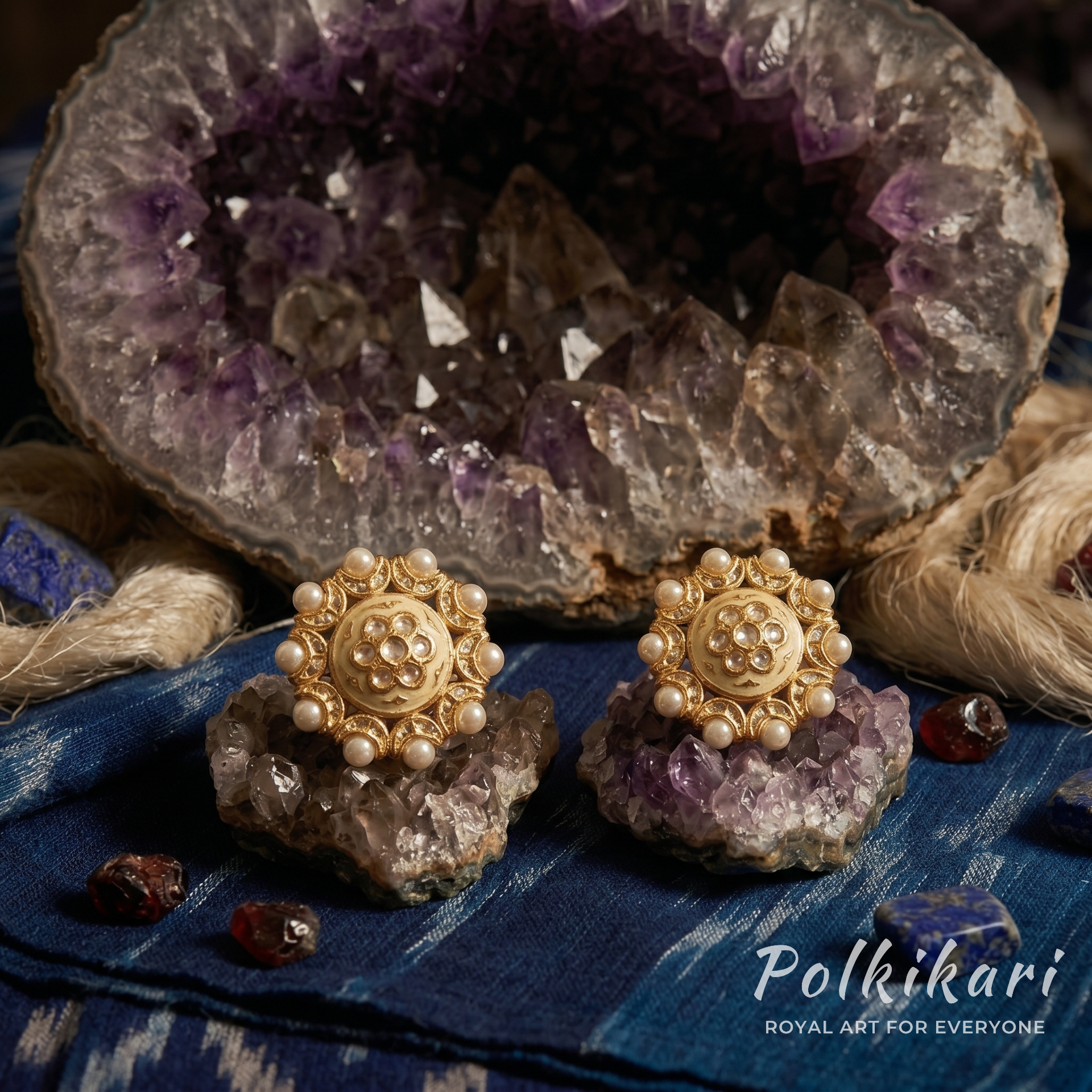 Gossamer Bloom Lab Grown Polki Pendant Set