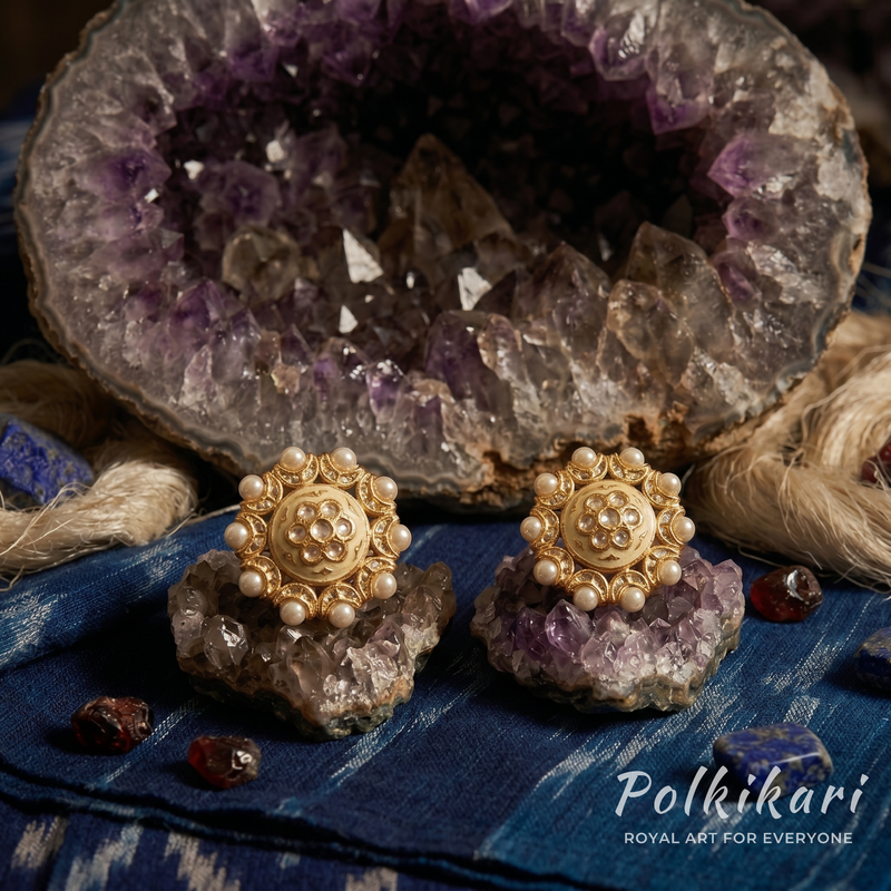 Gossamer Bloom Lab Grown Polki Pendant Set