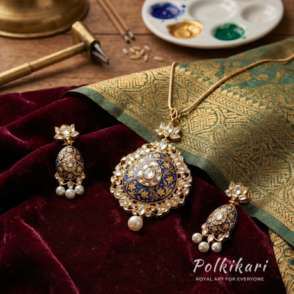 Indigo Icon Suite Lab Grown Polki Pendant Set