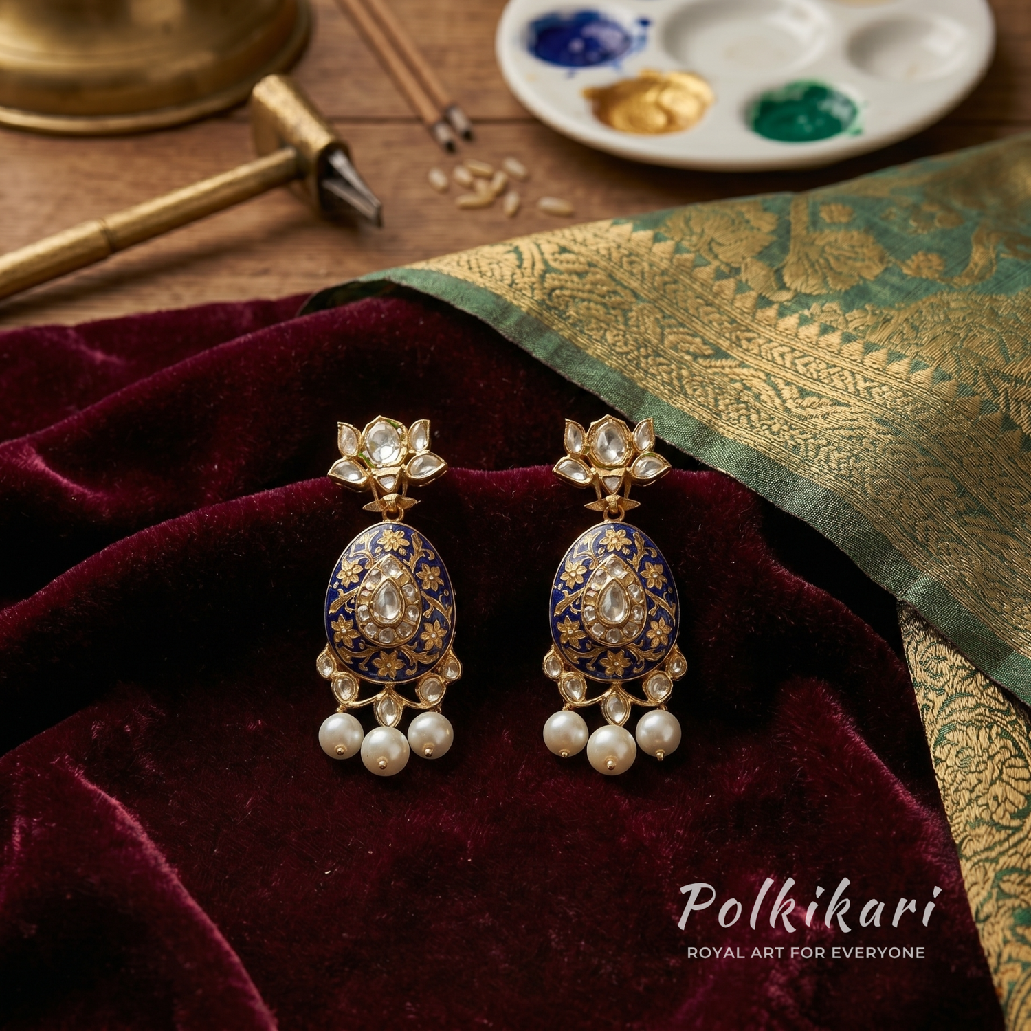 Indigo Icon Suite Lab Grown Polki Pendant Set
