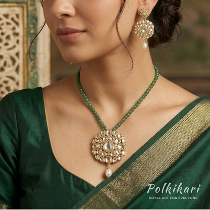 Celestial Halo Lab Grown Polki Pendant Set