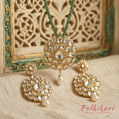Celestial Halo Lab Grown Polki Pendant Set