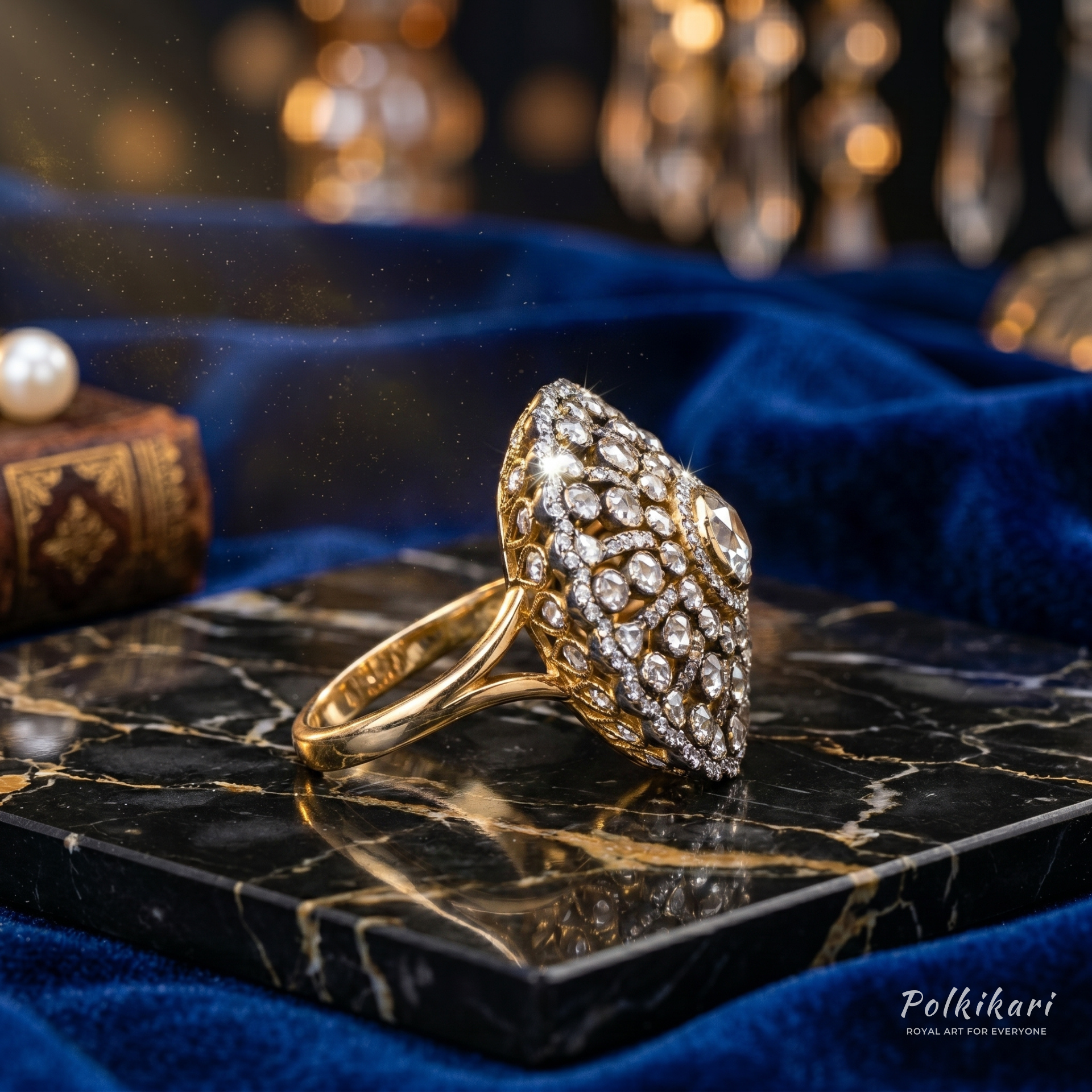 Crystal-Wreath Lab Grown Polki Ring