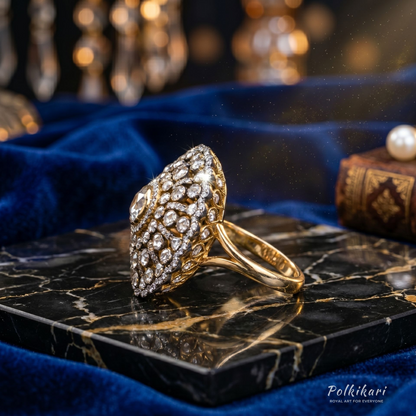 Crystal-Wreath Lab Grown Polki Ring