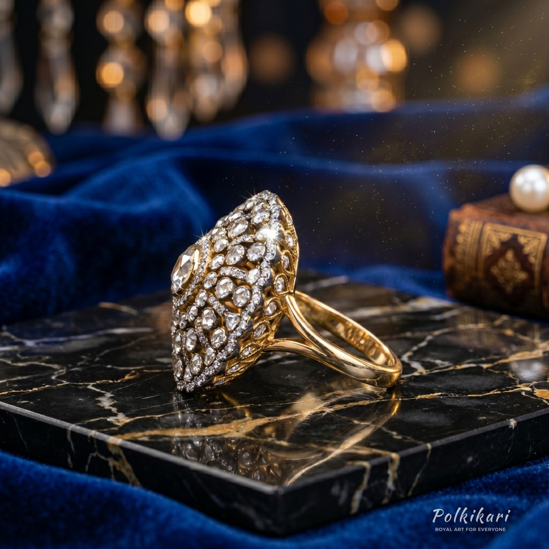 Crystal-Wreath Lab Grown Polki Ring