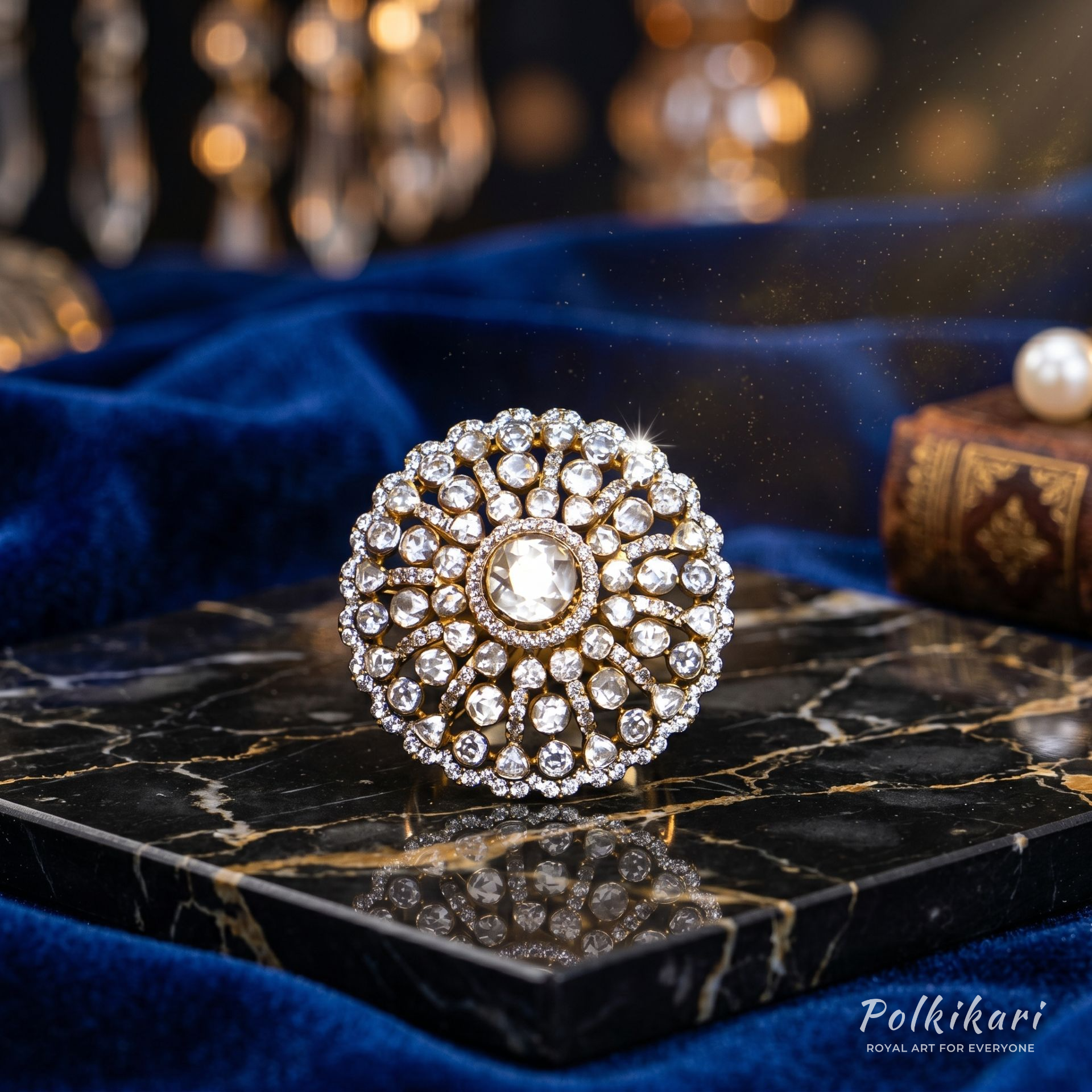 Crystal-Wreath Lab Grown Polki Ring